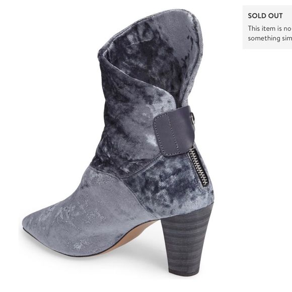 NWT $198 Free People  | Moonlit | Crushed Velvet Boots in Blue - Picture 9 of 12
